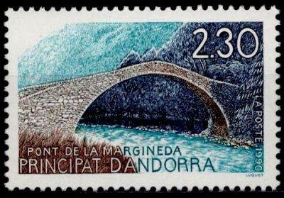 1990 - Andorre Fran�ais Timbre n� 385 - Le pont de la Margineda