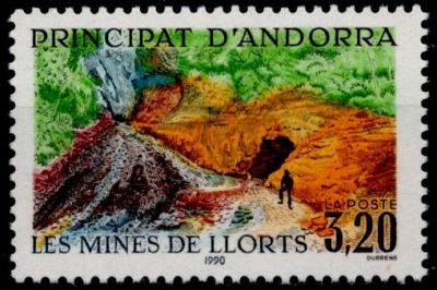 1990 - Andorre Fran�ais Timbre n� 386 - Les mines de Llorts