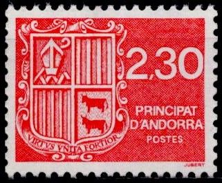 1990 - Andorre Fran�ais Timbre n� 387 - Type blason d\'Andorre