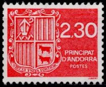 1990 - Andorre Fran&ccedil;ais Timbre n&deg; 387 - Type blason d\'Andorre