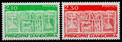 1990 - Andorre Fran�ais Timbres n� 390/391 - Ecu primitif des Vall�es