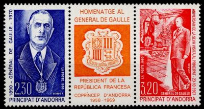 1990 - Andorre Fran�ais Timbres n� 398/399 - Hommage au G�n�ral De Gaulle