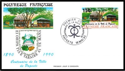 1990 - Polyn�sie Fran�aise 2 FDC n� 358/359 - Centenaire de la ville de Papeete
