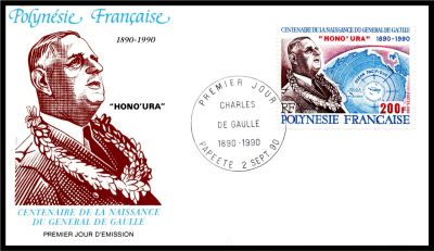 1990 - Polyn�sie Fran�aise FDC n� 364 - Centenaire de la naissance du G�n�ral de Gaulle