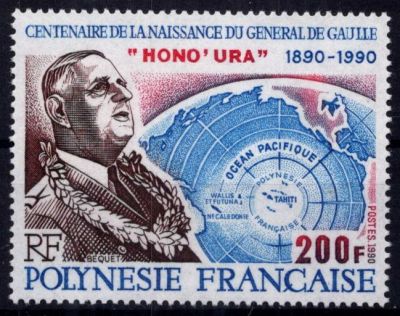 1990 - Timbre Polyn�sie 364 - Centenaire de la naissance du G�n�ral de Gaulle