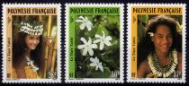 1990 - Timbres Polynésie 371/373 - Le Tiaré Tahiti