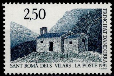 1991 - Andorre Fran�ais Timbre n� 400 - La chapelle de Sant Roma dels Vilars
