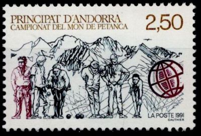 1991 - Andorre Fran�ais Timbre n� 407 - Championnats du monde de p�tanque
