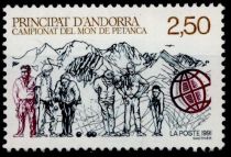 1991 - Andorre Fran&ccedil;ais Timbre n&deg; 407 - Championnats du monde de p&eacute;tanque