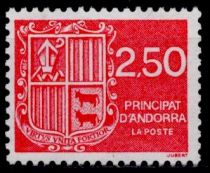 1991 - Andorre Fran&ccedil;ais Timbre n&deg; 409 - Type blason d\'Andorre