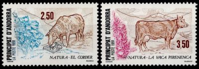 1991 - Andorre Fran�ais Timbres n� 405/406 - Protection de la nature