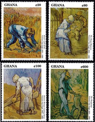 1991 - Ghana Timbres n� 1206/1209 - Peintres - Centenaire de la mort de Vincent Van Gogh (1853-1890)