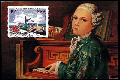 1991 - Polyn�sie Fran�aise carte maximum n� 389 - Compositeur - Mozart
