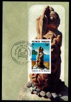 1991 - Polynésie Française cartes maximum n° 386-388- Art - Sculptures des îles marquises