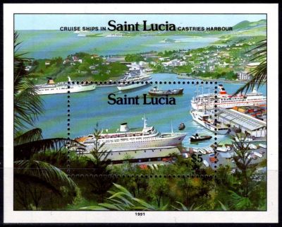 1991 - Sainte Lucie Bloc n� 56 - Bateaux de croisi�re