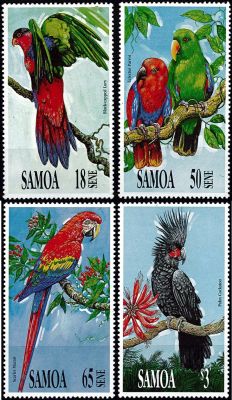 1991 - Samoa Timbres n� 724/727 - Faune - Perroquets du pacifique
