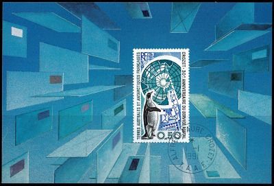 1991 - T.A.A.F. carte maximum n� 155 - 30e anniversaire du service postal � Crozet