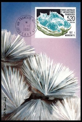 1991 - T.A.A.F. carte maximum n� 160 - Min�raux - Mordenite