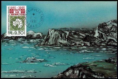 1991 - T.A.A.F. carte maximum n� 162 - 30e anniversaire du trait� sur l\'Antarctique