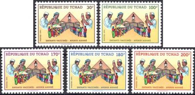 1991 - Tchad Timbres n� 526/530 - Vaccination infantile