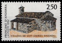 1992 - Andorre Fran&ccedil;ais Timbre n&deg; 415 - L\'&eacute;glise de Sant Andreu d\'Arinsal