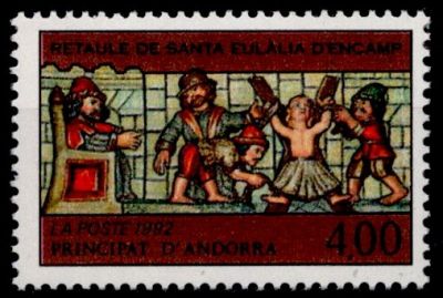 1992 - Andorre Fran�ais Timbre n� 422 - Retable de Sant Eulalia d\'Encamp