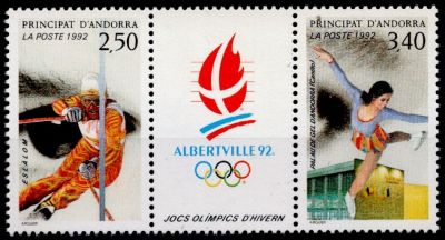 1992 - Andorre Fran�ais Timbres n� 413/414 - Jeux Olympiques d\'hiver 1992