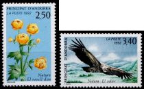 1992 - Andorre Fran&ccedil;ais Timbres n&deg; 420/421 - Protection de la nature