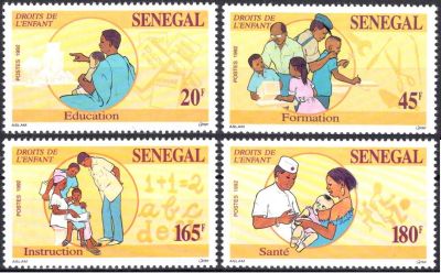 1992 - S�n�gal Timbres n� 972/975 - Les Droits de l\'Enfant