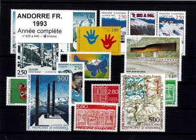 1993 - Andorre fran�ais timbres n� 425/440 - Ann�e Compl�te