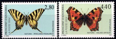 1994 - Andorre Fran�ais Timbre n� 451/452 - Faune - Papillons