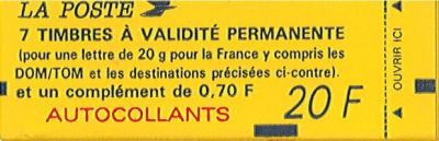 1994 - Bande carnet France 1505 - Marianne de Briat multiples adh�sifs TVP rouge, 0,70cts
