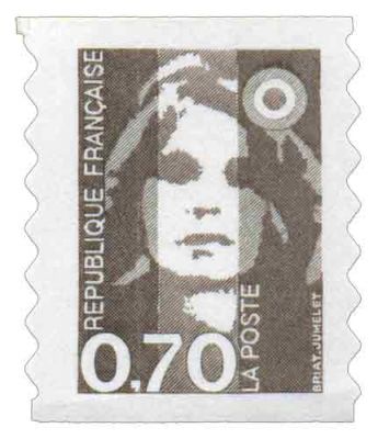 1994 - France Adh�sif 6 (2873) Marianne du Bicentenaire 70c brun bords ondul�s