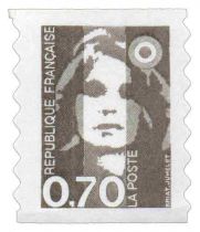 1994 - France Adhésif 6 (2873) Marianne du Bicentenaire 70c brun bords ondulés