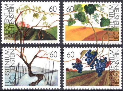 1994 - Liechtenstein timbres n� 1030/1033 - Evolutions de la vigne au fil des 4 saisons
