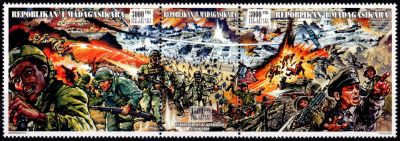 1994 - Madagascar Timbres n� 1331/1333 - 50e anniversaire du d�barquement des troupes alli�es en Normandie