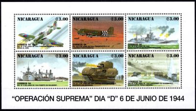 1994 - Nicaragua Feuillet n� 1843/1848 - 50e anniversaire du d�barquement des troupes alli�es en Normandie