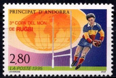 1995 - Andorre Fran�ais Timbre n� 455 - 3e coupe du monde de rugby