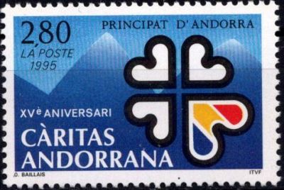 1995 - Andorre Fran�ais Timbre n� 456 - XVe anniversaire du Caritas Andorre