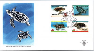 1995 - Aruba Enveloppe 1er jour Timbres n� 164/167 - Les Tortues