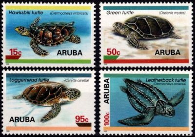 1995 - Aruba Timbres n� 164/167 - Les Tortues