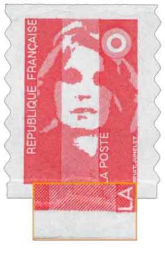 1995 - France Adh�sif 7 (2874) Marianne du Bicentenaire TVP rouge bords ondul�s