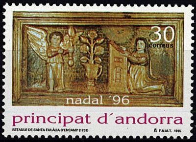 1996 - Andorre Espagnol 240 - No�l, Retable de Sainte Eulalie d\'Encamp (1753)