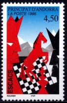 1996 - Andorre Fran&ccedil;ais Timbre n&deg; 477 - Les &eacute;checs