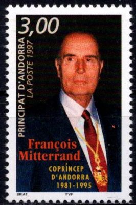 1997 - Andorre Fran�ais Timbre n� 484 - 1er anniversaire de la mort du Pr�sident Fran�ois Mitt�rand