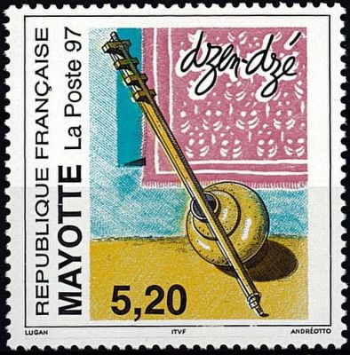 1997 - Timbre Mayotte 44 - Instrument de musique, le dzen-dz�