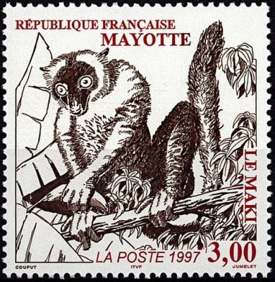 1997 - Timbre Mayotte 46 - Mammif�re, le Maki