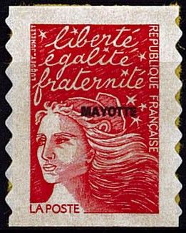 1997 - Timbres Mayotte 61A - Marianne de Luquet surcharge \ MAYOTTE\  TVP rouge auto-adh�sif