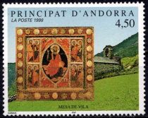 1998 - Andorre Fran&ccedil;ais Timbre n&deg; 499 - Autel de l\'&eacute;glise de Vila
