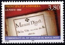1998 - Andorre Fran&ccedil;ais Timbre n&deg; 511 - 250e anniversaire du Manual Digest